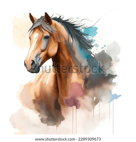 horse head with style hand drawn digital painting illustration