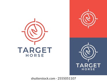 horse head with target logo design linear style modern icon vector