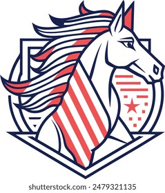  horse head with USA flag vector illustration