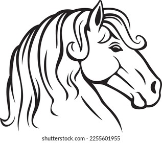 Vector de cabeza de caballo negro y blanco 