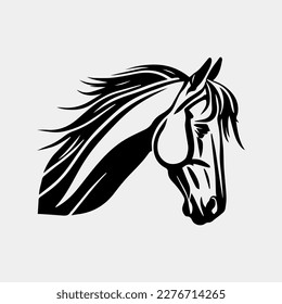 Ilustración vectorial de cabeza de caballo sobre un fondo blanco