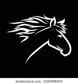 Ilustración vectorial de cabeza de caballo sobre un fondo blanco