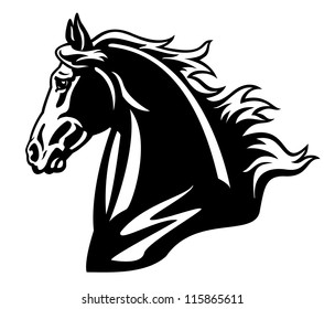 horse head vector illustration,black and white picture isolated on white background