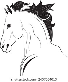 imagen vectorial de cabeza de caballo para tatuaje, símbolo, fondo
