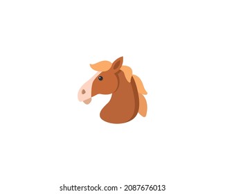 Icono aislado del vector de la cabeza de caballo. Ilustración de Emoji. Emoticono vector de caballo