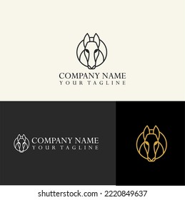 Logo del vector de cabeza de caballo en estilo de línea