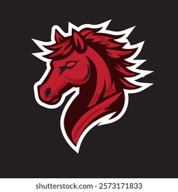 horse head Vector mascot, cartoon and illustration red angry e sports logo icon 