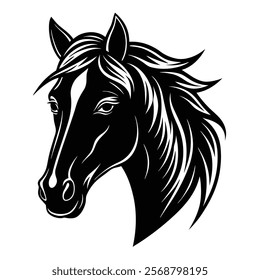 Horse head vector silhouette art illustration
