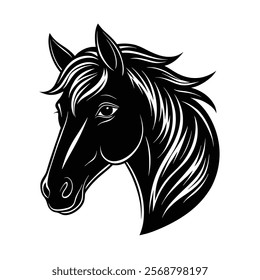 Horse head vector silhouette art illustration