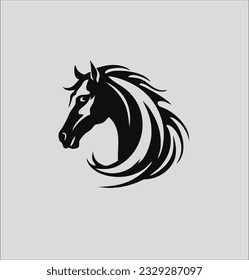 Horse head vector silhouette, horse head logo illustration design