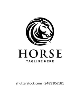 Horse Head Vector Silhouette. Horse Head Mascot Logo Design. Can be used for business and company branding.	