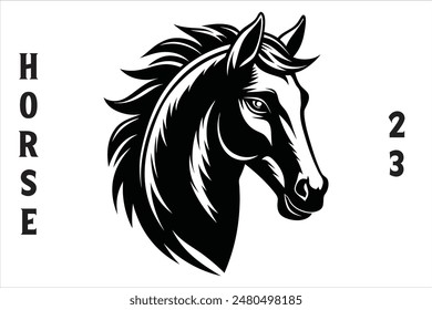 Horse Head Vector Style Silhouette Design.