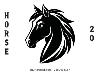 Horse Head Vector Style Silhouette Design.