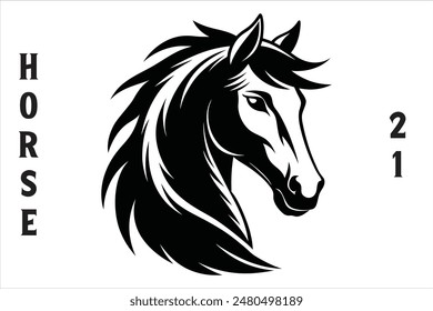 Horse Head Vector Style Silhouette Design.