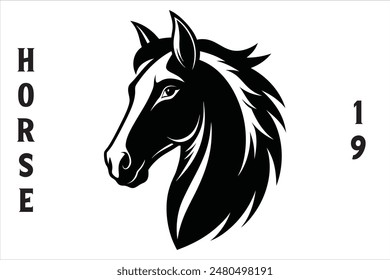 Horse Head Vector Style Silhouette Design.