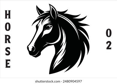 Horse Head Vector Style Silhouette.