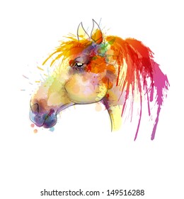 Horse head watercolor painting