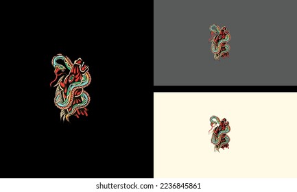 horse head wrapped around big snake vector mascot design