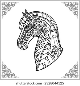 Horse head zentangle arts isolated on white background of illustration