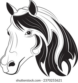 Horse head-horse head logo-vector with white background -tatoo