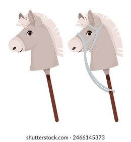 Horse heads on sticks for hobbyhorsing