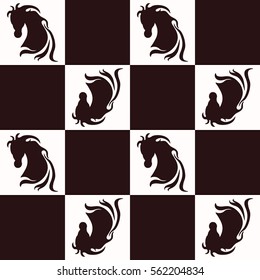 Horse heads seamless pattern