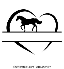 Horse heart icon vector. Horse Split Name Frame illustration sign. Horse Monogram symbol or logo.
