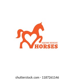Horse with a heart logo design template. Vector illustration.