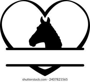 Horse Heart Split Name Frame Digital EPs Vector graphics File