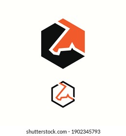Horse Hexagon black orange vector illustration