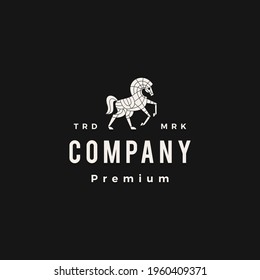 horse hipster vintage logo vector icon illustration
