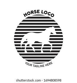 horse in horizontal logo vector illustration
