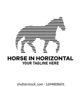 horse in horizontal logo vector illustration