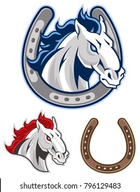 Horse with Horseshoe Mascot