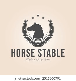 cavalo e ferradura para design de ilustração vetor logotipo estável ou equestre