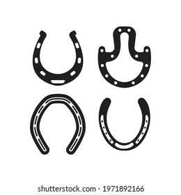 Horse horseshoe vector icon. Horseshoe symbol on white background