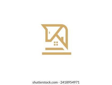 horse house logo design. animal pet linear style luxury icon template