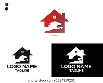 Horse house logo design. Horse home. Animale house. Real estate. Horse logo. Business templet. Premium vector art