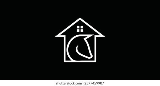 horse house logo with modern concept