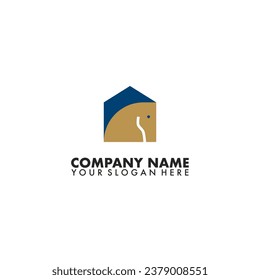 Horse House Logo vector template on isolated background.