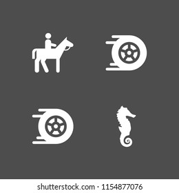 horse icon. 4 horse set with horseman, racing and seahorse vector icons for web and mobile app