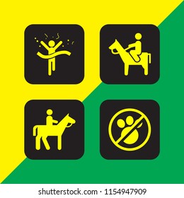 horse icon. 4 horse set with man riding a horse, race, horseman and no animals vector icons for web and mobile app