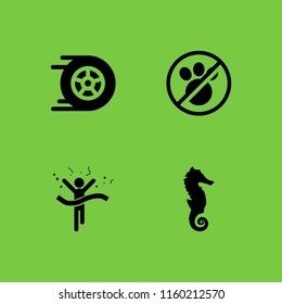 horse icon. 4 horse set with seahorse, no animals, race and racing vector icons for web and mobile app