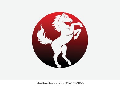 Horse Icon in circle, Vector, Silhouette