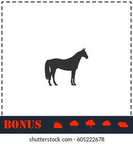 Horse icon flat. Simple vector symbol and bonus icon