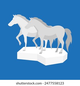 Horse icon in flat style isolated on blue background. Vector illustration