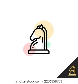 Horse icon in line art style. Knight chess icon