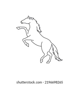 Horse Icon linear design. Horse linear silhouette logo design. Horse line art pictogram. linear Side view of horse. Vector illustration
