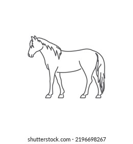 Horse Icon linear design. Horse linear silhouette logo design. Horse line art pictogram. linear Side view of horse. Vector illustration