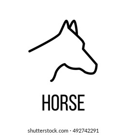 Horse icon or logo in modern line style. High quality black outline pictogram for web site design and mobile apps. Vector illustration on a white background. 